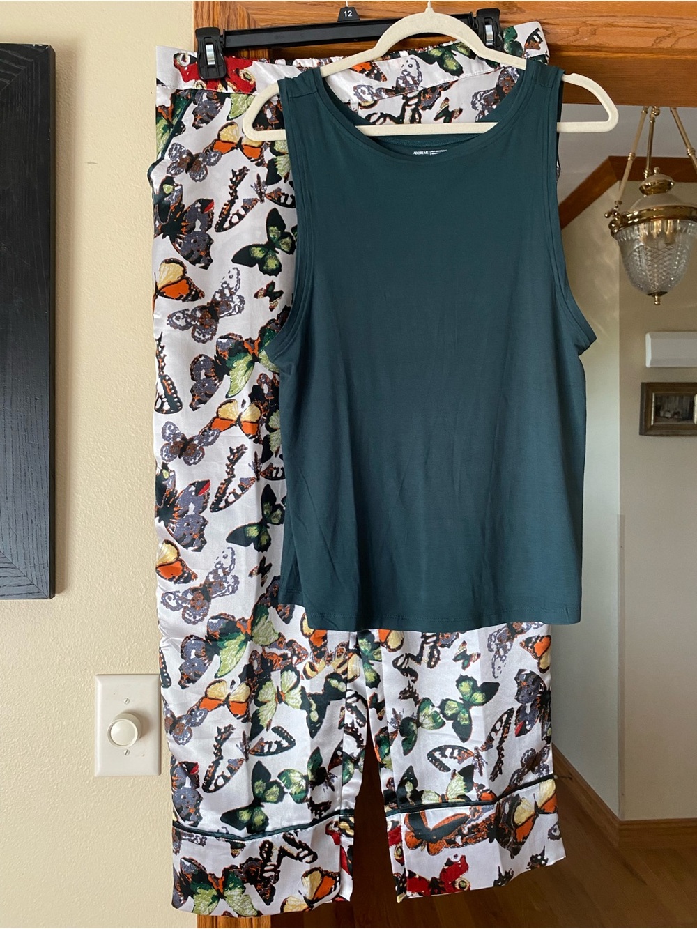 Women’s Adore Me Pajamas Tank Top and Butterfly Pants - Teal & multi size L NWT